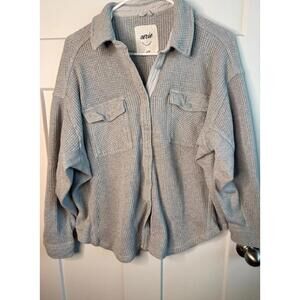 Aerie lumberjane waffle shirt in gray size small oversized